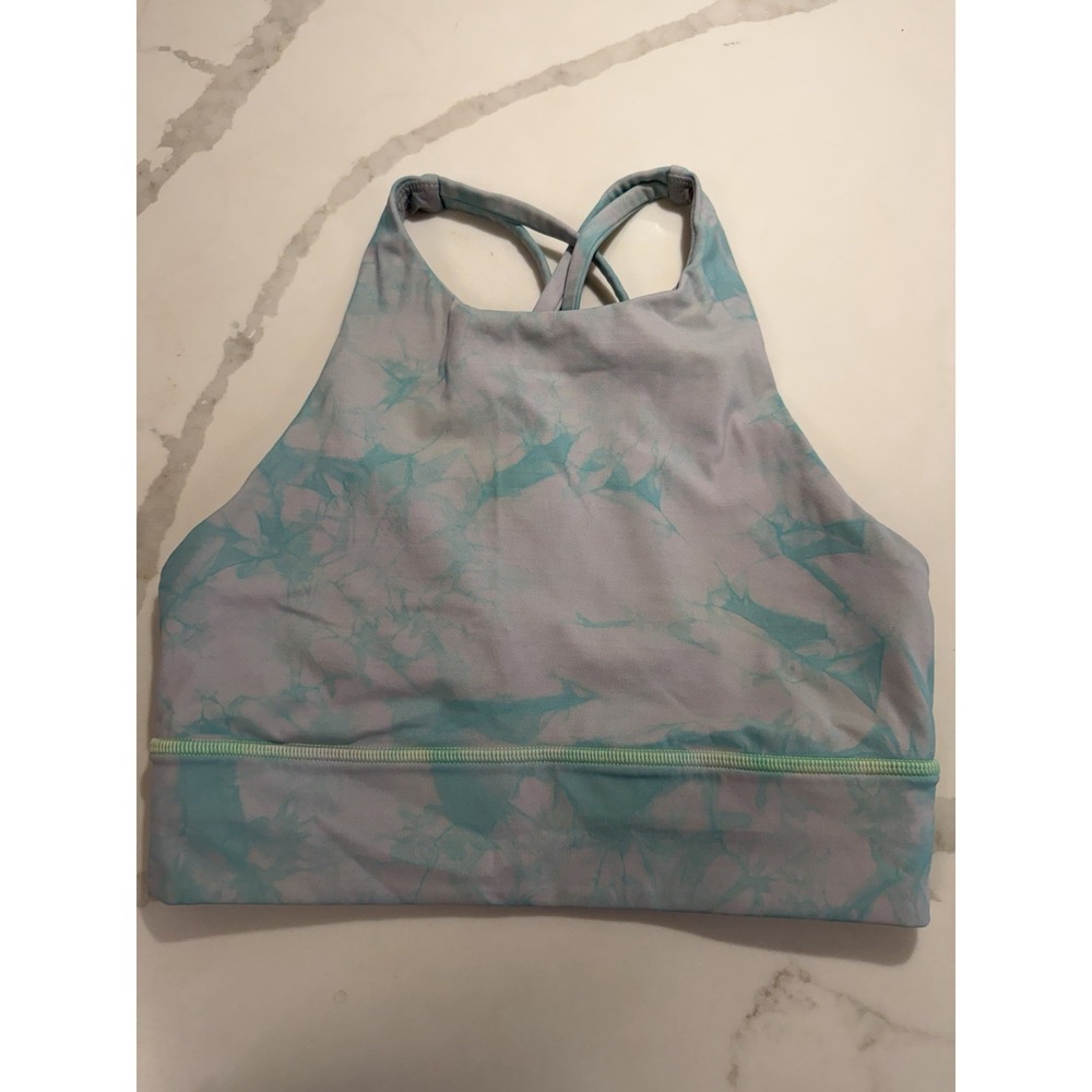 Lululemon Energy High Neck Sports Bra Long Line Shibori Tie Dye Sz 6 Full Cover